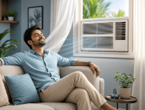 South Indian man enjoying a Window AC